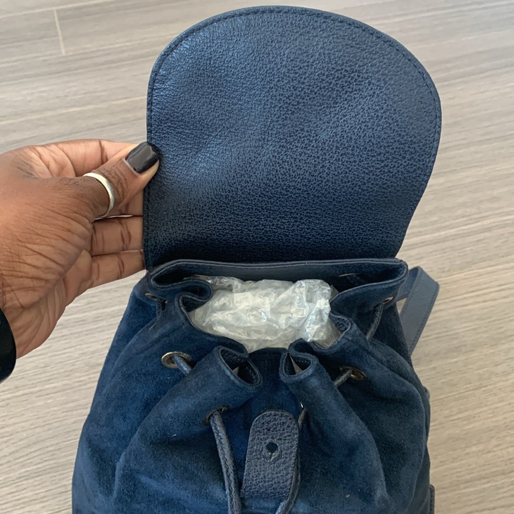 Gucci Bamboo Blue Suede Leather Small Backpack - Picture 9 of 15